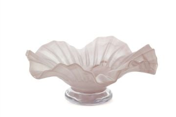 Pembe Cam Kıvrımlı Dek Tabak 30x13cm