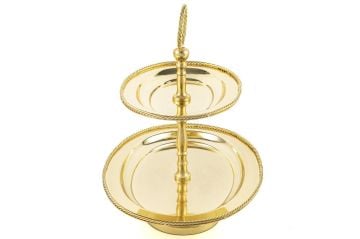 Gold Oval 2 Katlı Kurabiyelik 33x25x36cm