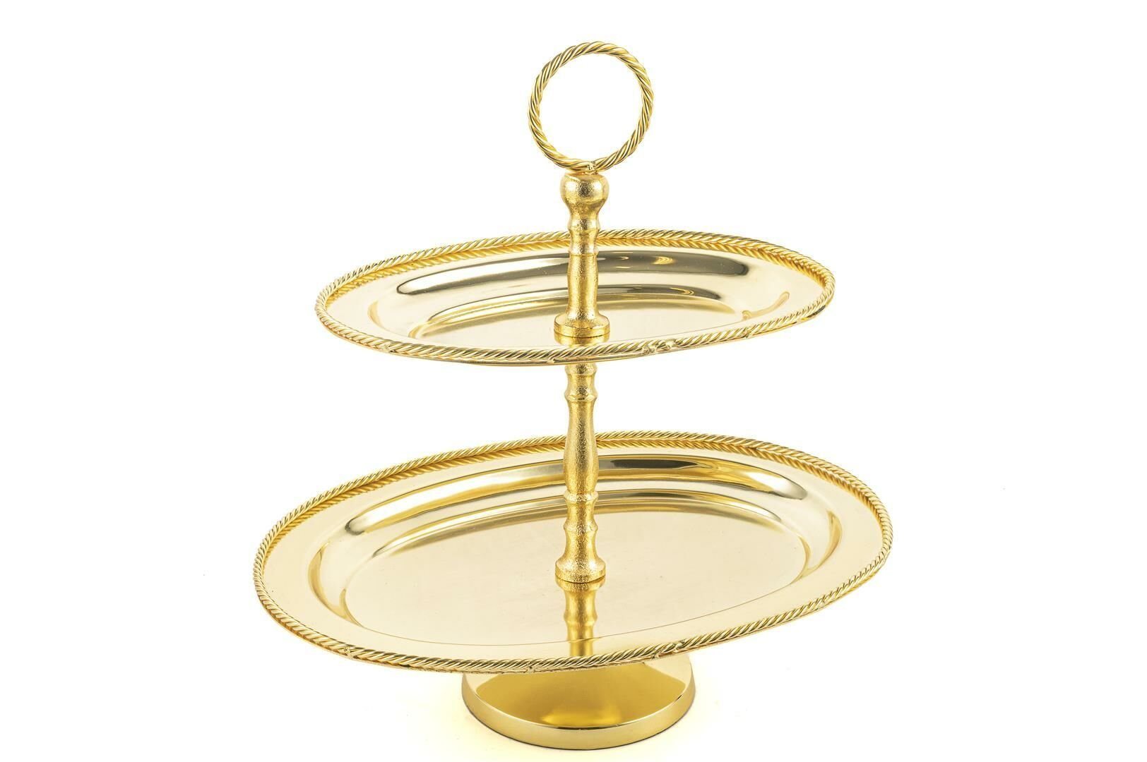 Gold Oval 2 Katlı Kurabiyelik 33x25x36cm