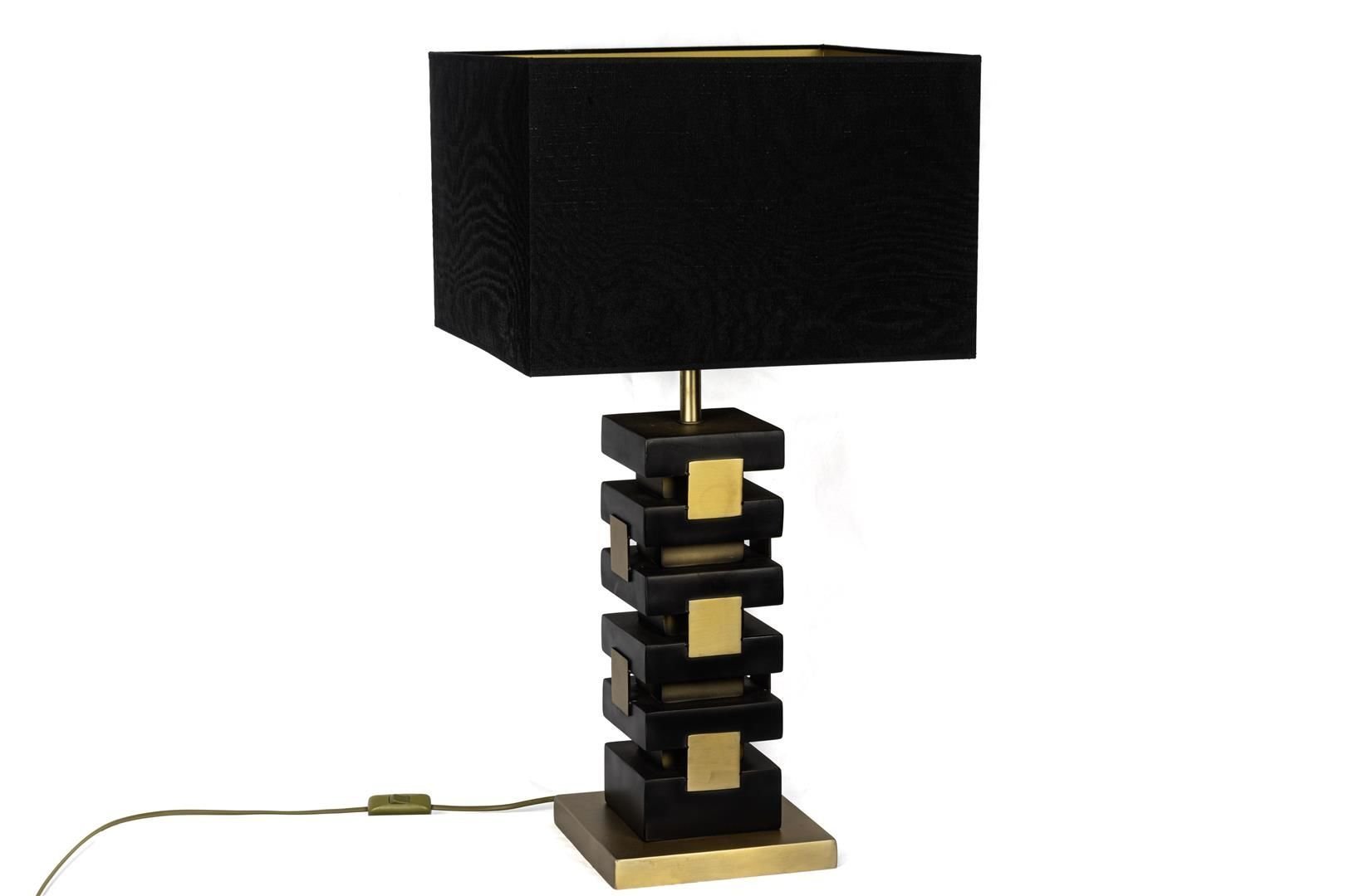 Gold Siyah Kare Abajur 212x21x52cm