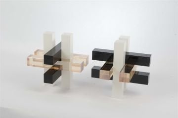 Kristal Siyah Amber Beyaz Kitap Tutucu 15x15x15cm