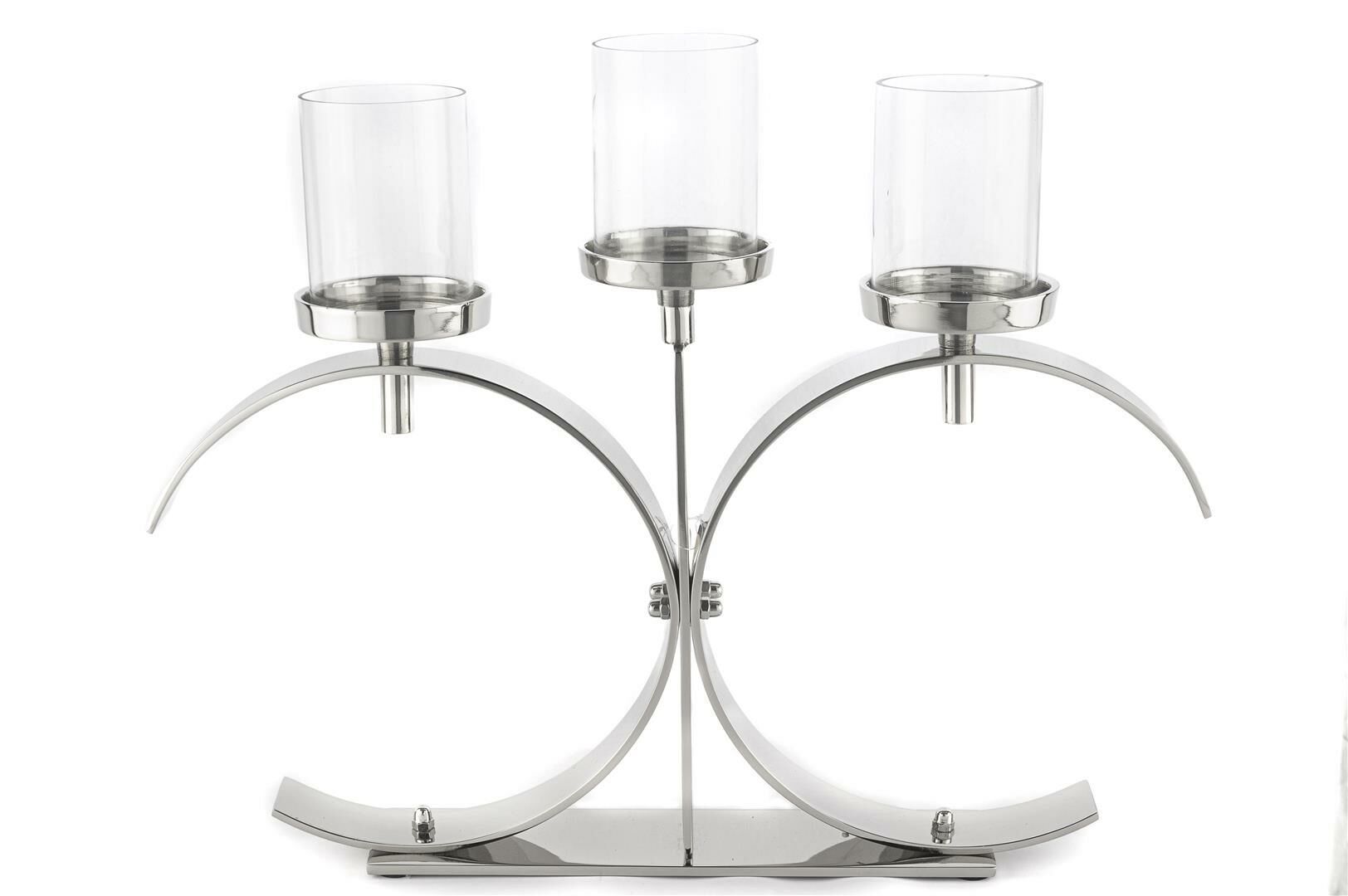 Gümüş 3lü Cam Mumluk 51x8x40cm