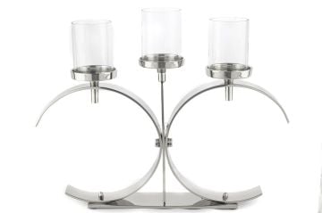 Gümüş 3lü Cam Mumluk 51x8x40cm