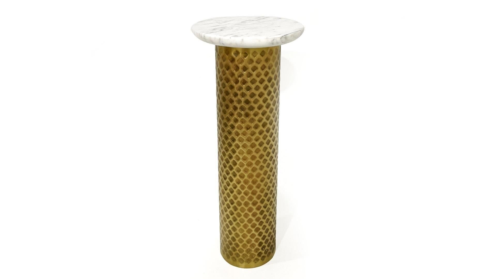 Mermer Gold Metal Ayaklı Sehpa 25x61cm