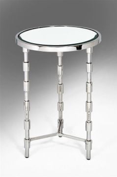 Aynalı Metal Ayaklı Yuvarlak Sehpa 41x66cm