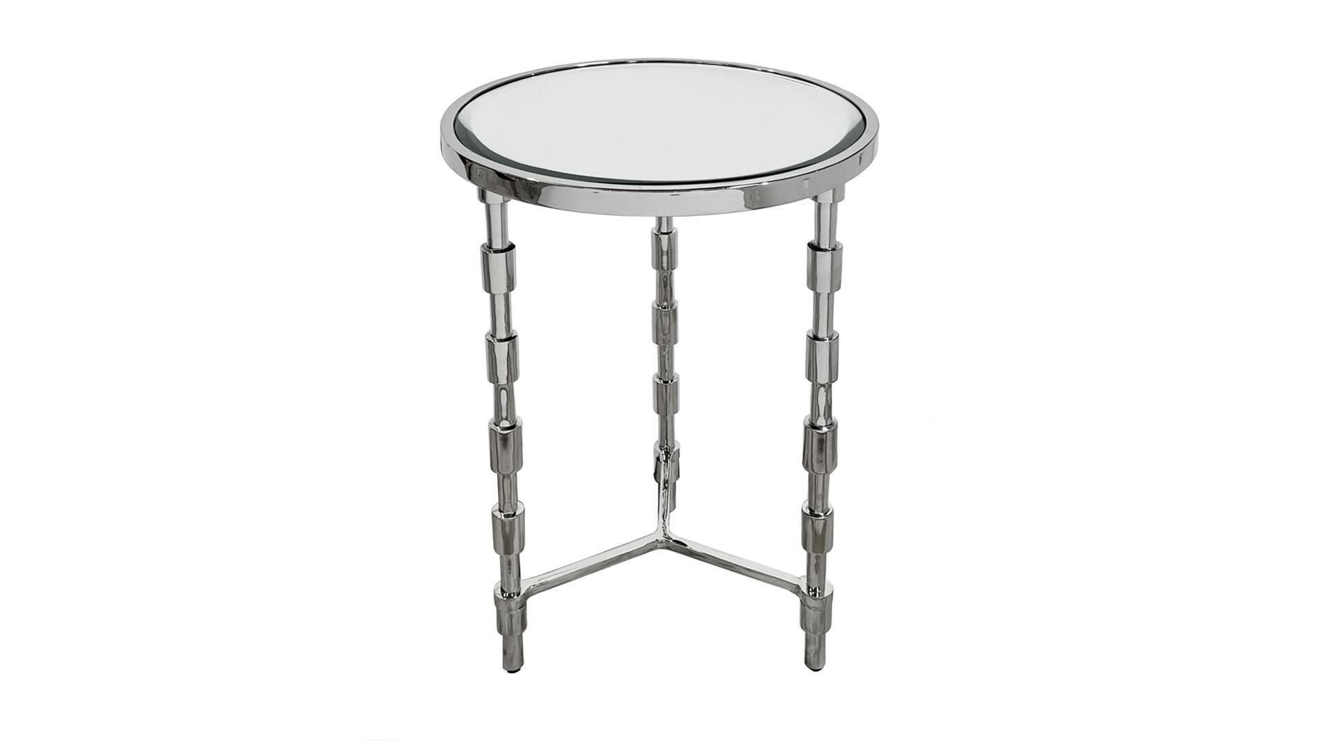 Aynalı Metal Ayaklı Yuvarlak Sehpa 41x66cm