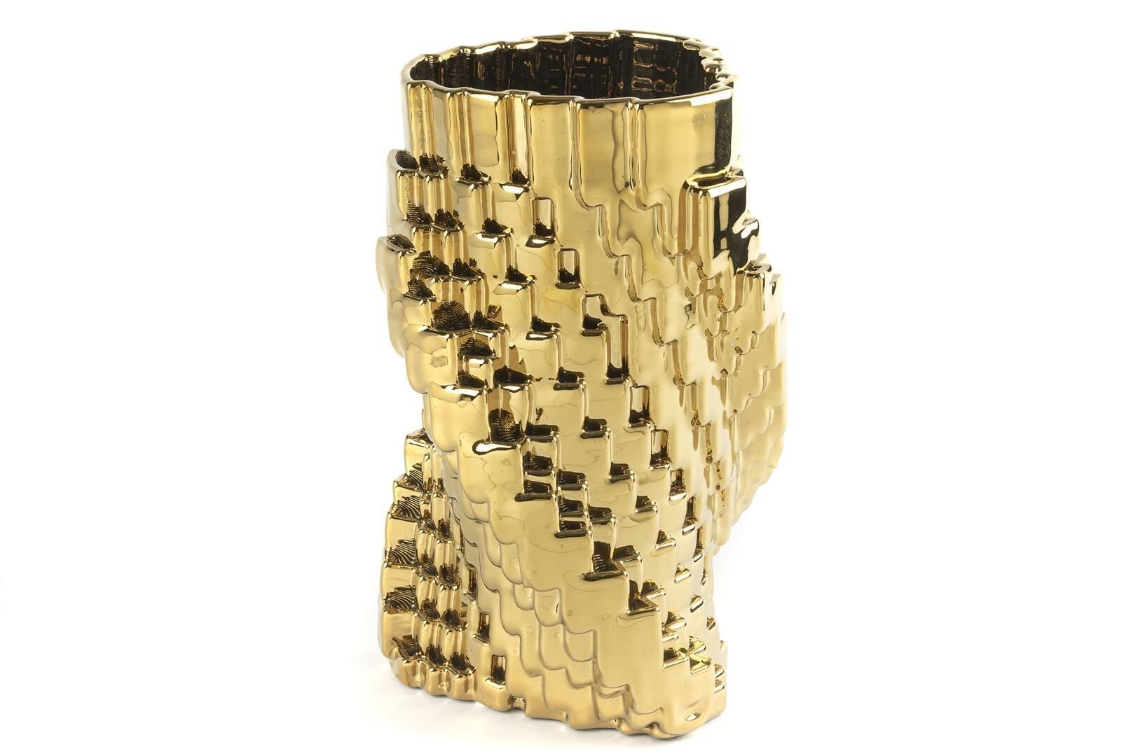 Gold Dokulu Porselen Vazo 16x17x34cm