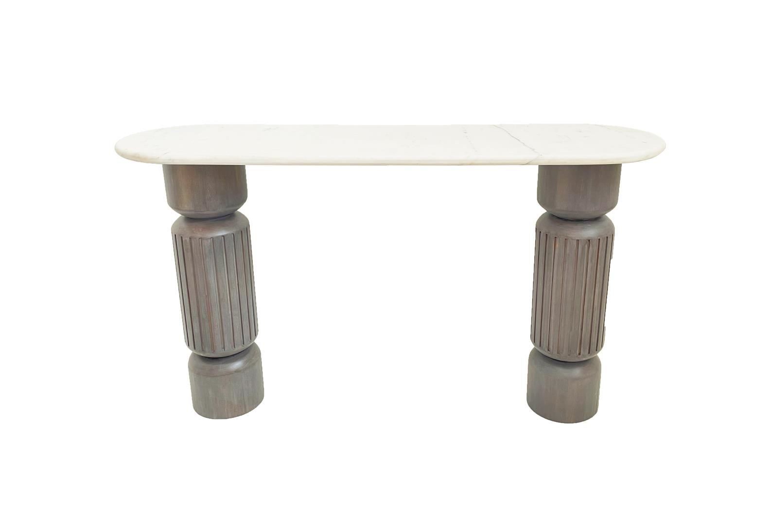 Mermer Gri Ahşap Ayaklı Konsoll 139x41x82cm