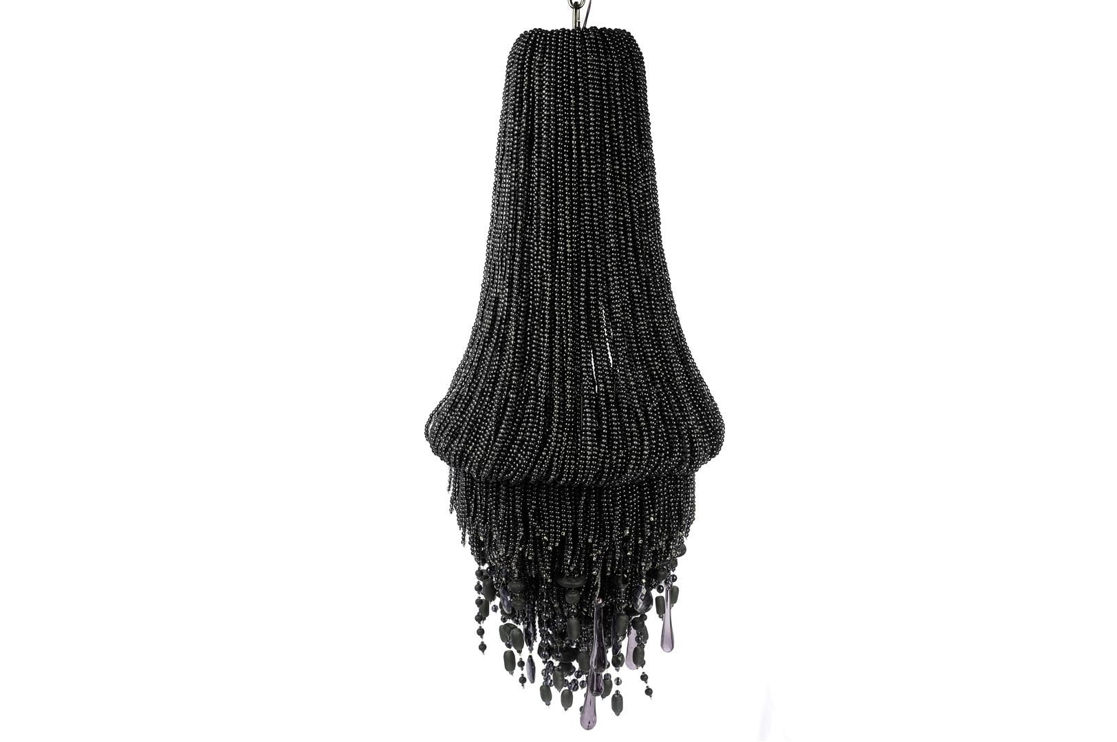 Nora Antrasit Boncuklu Taşlı Avize 35x90cm