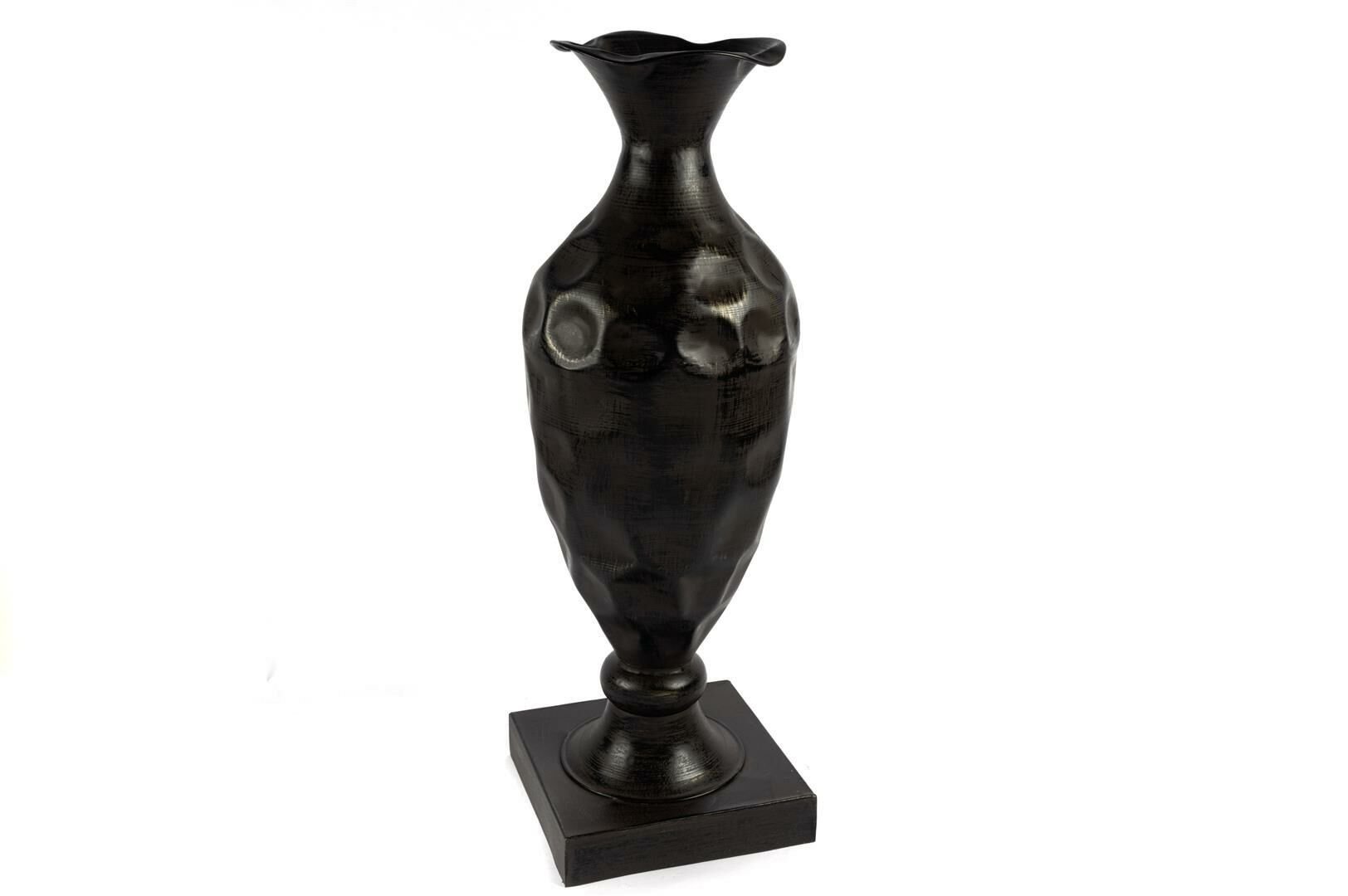 Antik Kahve Ayaklı Metal Vazo 27x77cm.