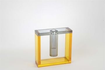 Kristal Sarı Gri Çiçeklik Vazo 15x15cm