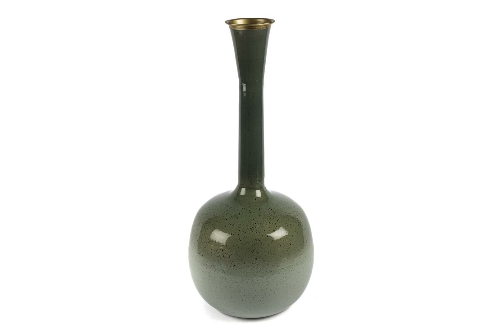 Yeşil Siyah Metal Vazo 35x73cm
