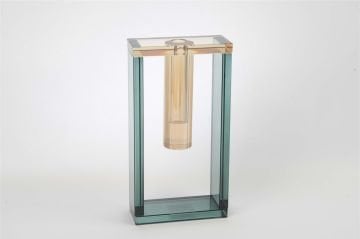 Kristal Yeni Mavi Şampanya Çiçeklik Vazo 12x23cm