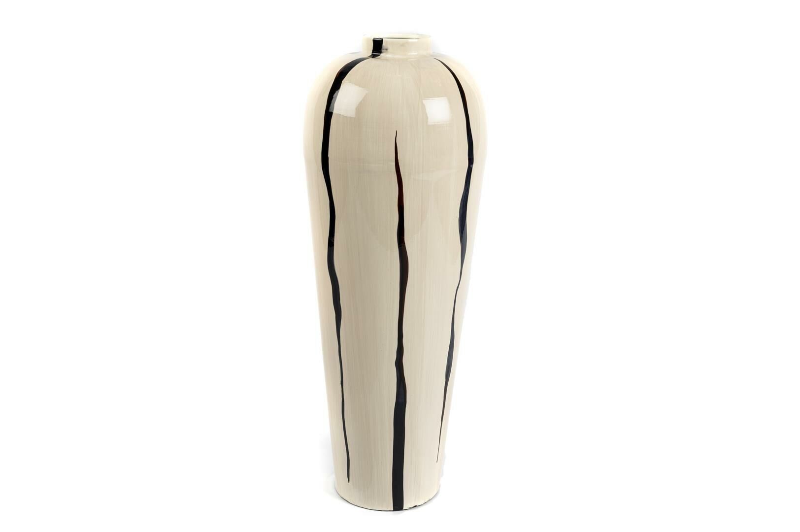Beyaz Siyah Metal Vazo 20x54cm