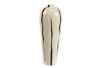 Beyaz Siyah Metal Vazo 20x54cm