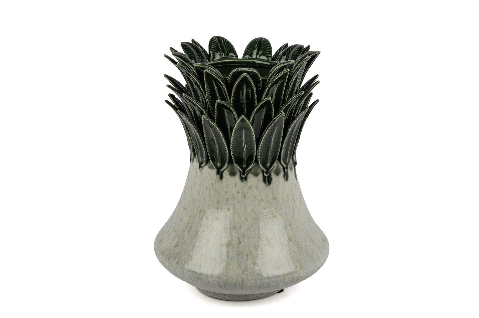 Yeşil Yaprak Kabartmalı Vazo 25x35cm