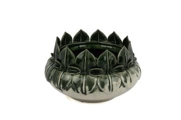 Yeşil Yaprak Kabartmalı Dek Kase 29x18cm