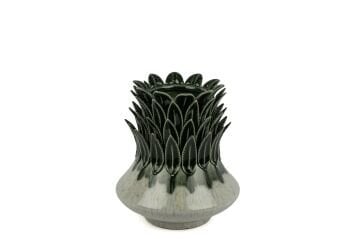 Yeşil Yaprak Kabartmalı Vazo 23x27cm