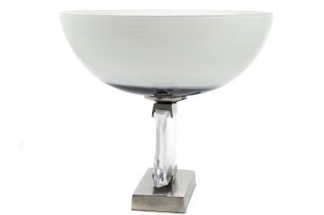 Mavi Beyaz Cam Dekor Kase 36x32cm