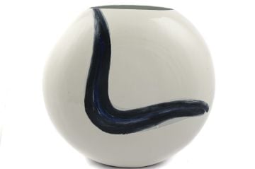 Mavi Beyaz Metal Vazo 44x17x42cm