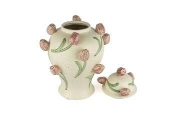 Krem Pembe Lale Kab Kapaklı Küp 29x39cm