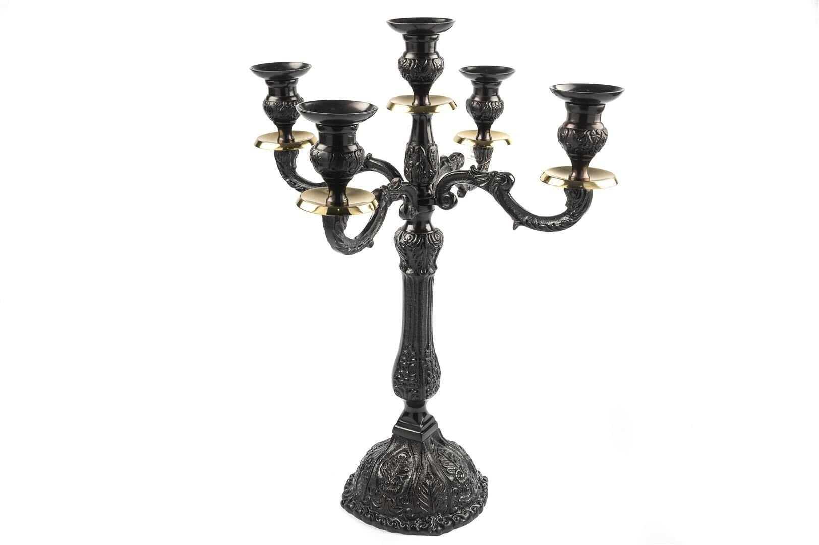 Bronz Siyah 5Kollu Şamdan 46x46x62cm