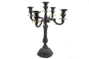 Bronz Siyah 5Kollu Şamdan 46x46x62cm