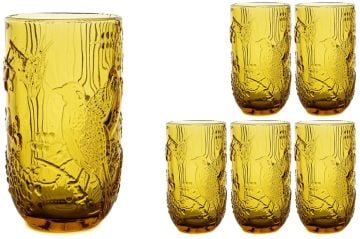 Amber Kuş Dekorlu 6lı Meşrubat Bardağı 8x14cm