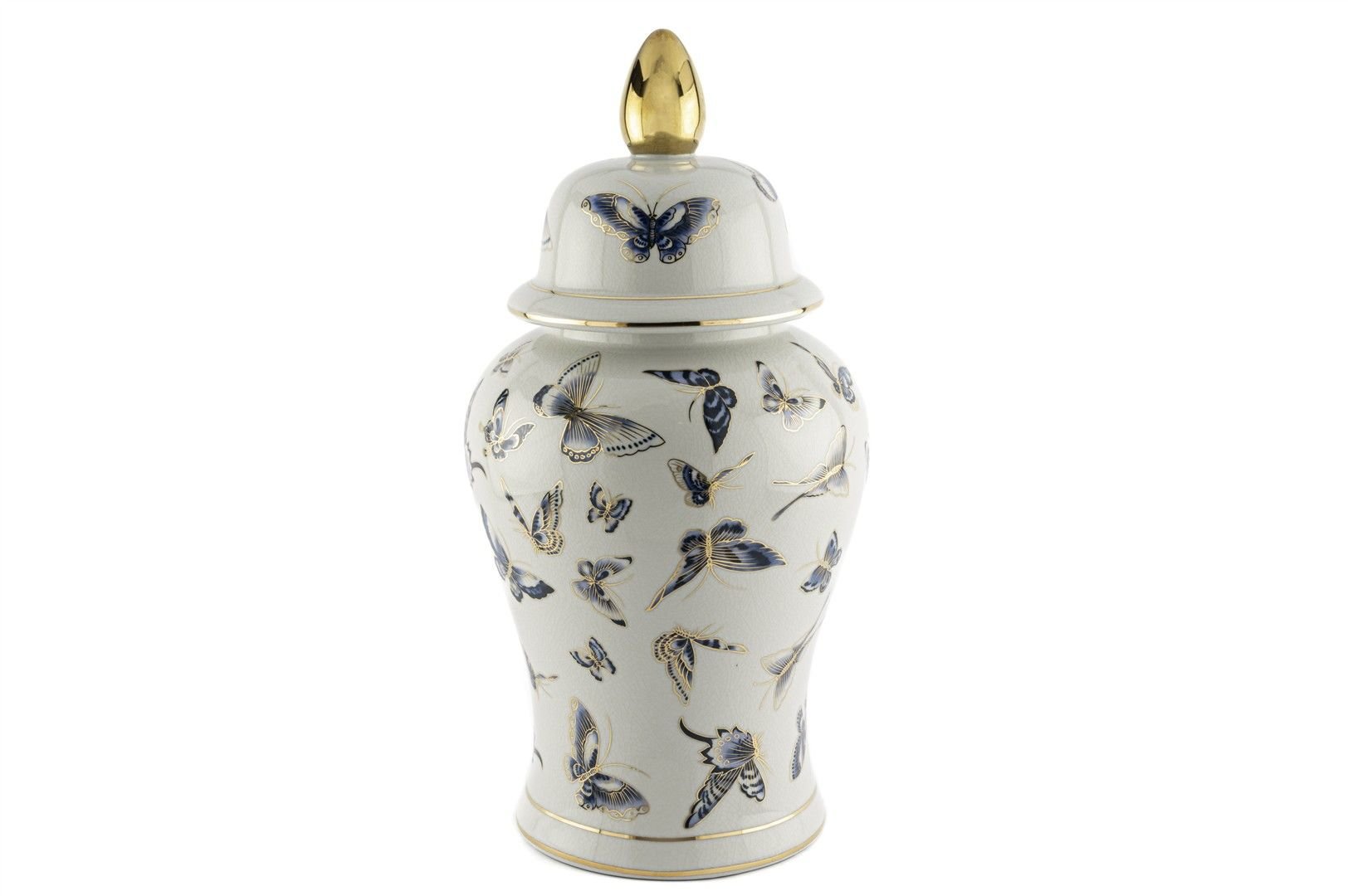 Mavi Kelebekli Porselen Kapaklı Küp 24x48cm