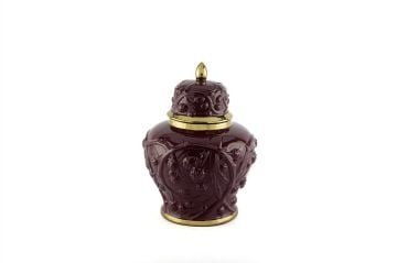 Cherry Kabartmalı Porselen Kapaklı Küp 24x31cm