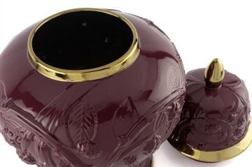 Cherry Kabartmalı Porselen Kapaklı Küp 29x41cm