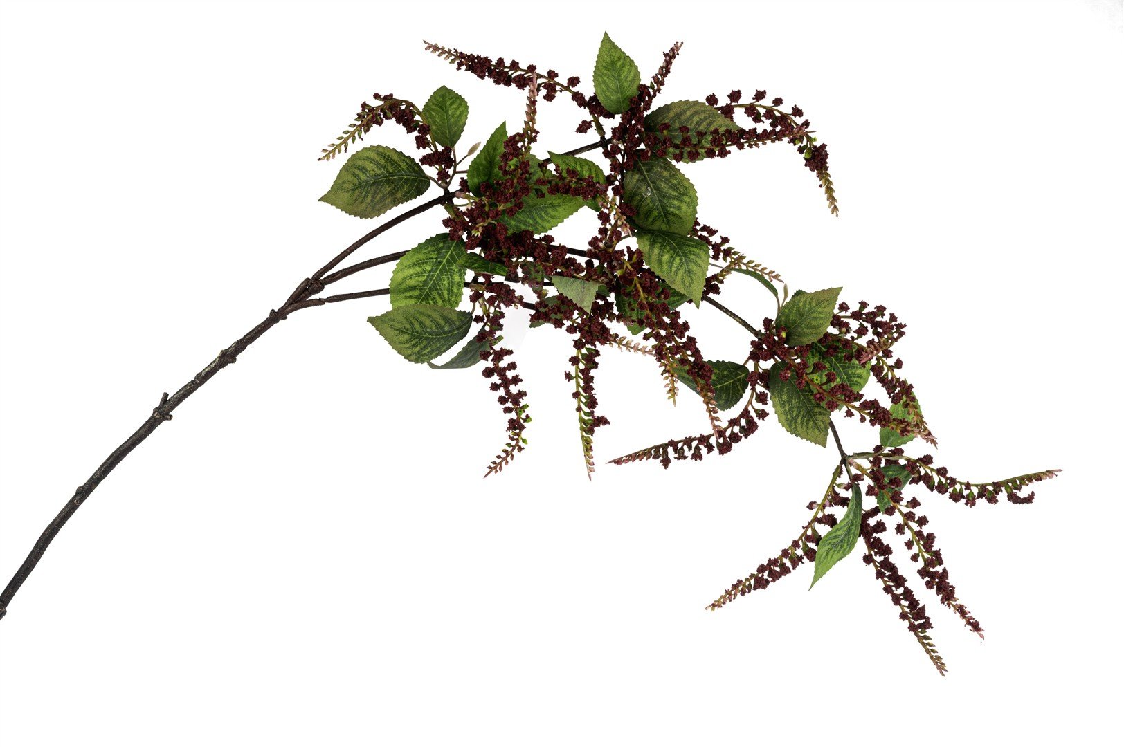 Bordo Yeşil Yaprak Horoz İbiği Yapay Çiçek 124cm