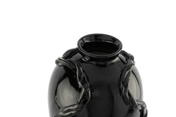 Siyah Halat Kab Porselen Vazo 17x36cm