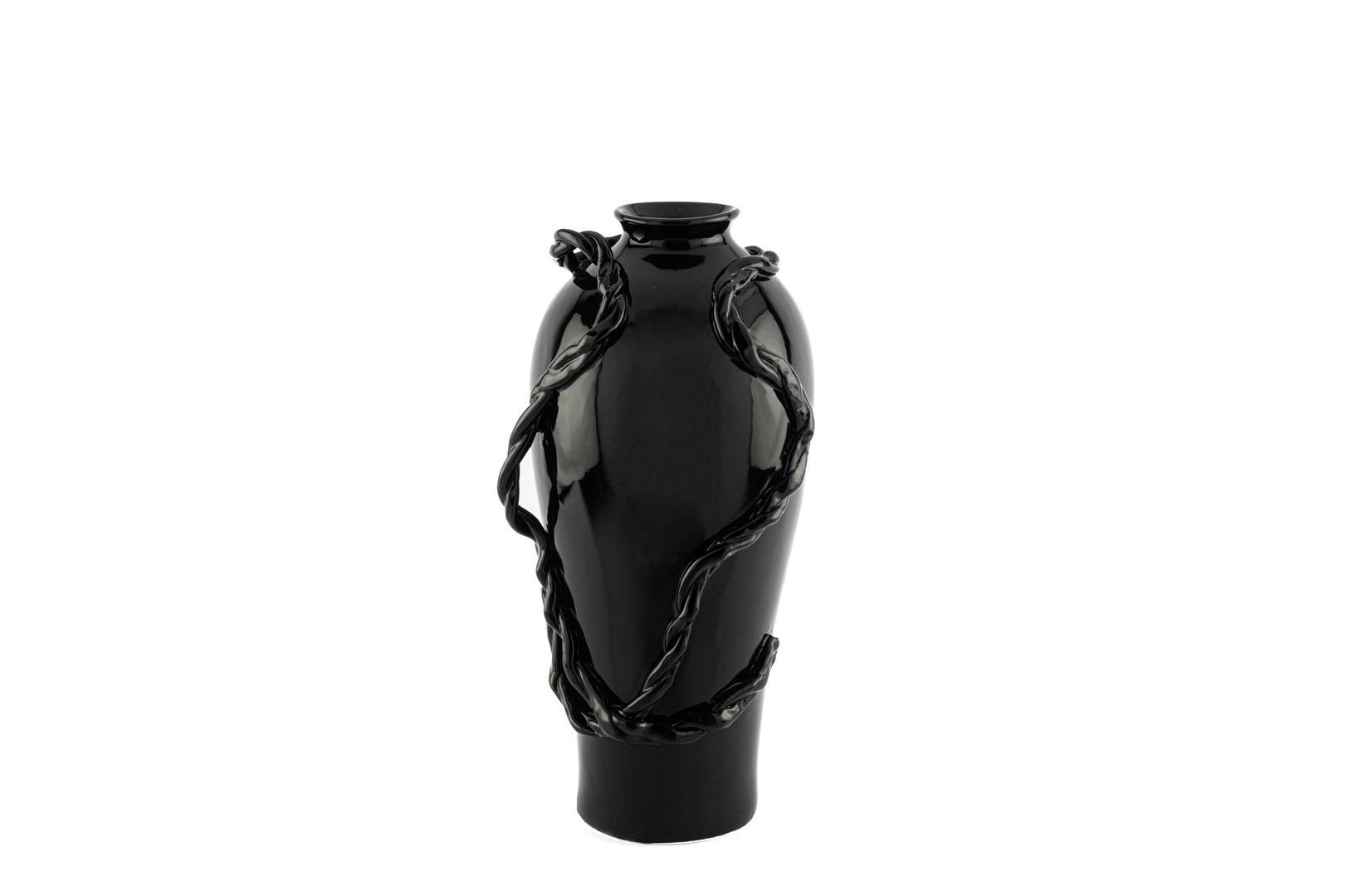 Siyah Halat Kab Porselen Vazo 17x36cm