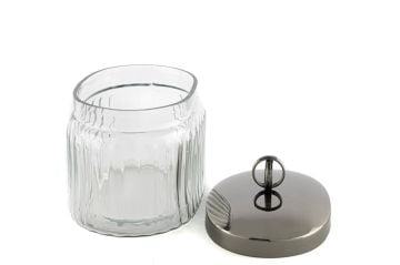 Füme Kapaklı Oval Cam Kavanoz 14x10x14cm