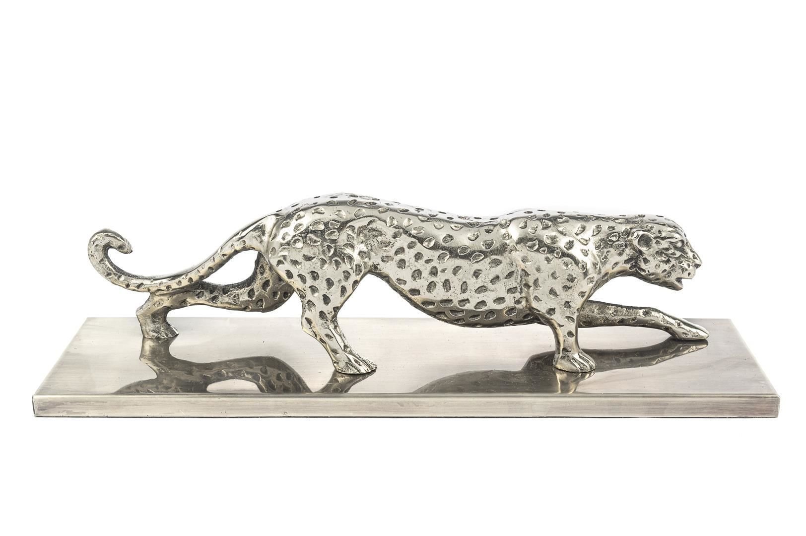Gümüş Leopar Dekor Obje 44x13x12cm