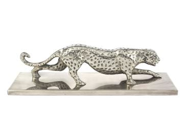 Gümüş Leopar Dekor Obje 44x13x12cm
