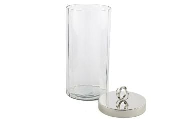 Gümüş Kapaklı Cam Kavanoz 13x26cm