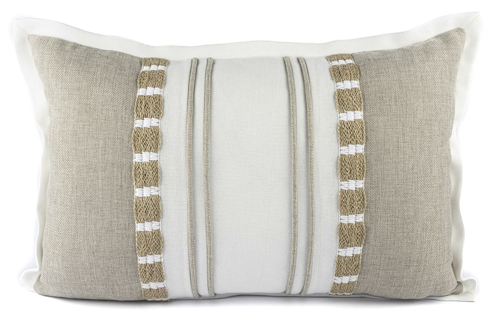 Bej Beyaz Çizgili Yastık 40x60