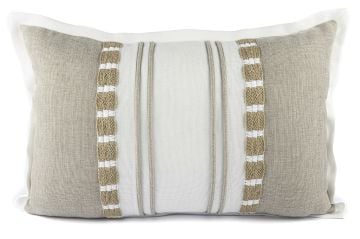 Bej Beyaz Çizgili Yastık 40x60