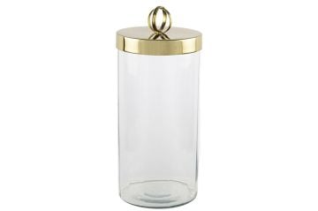 Gold Kapaklı Cam Kavanoz 13x26cm