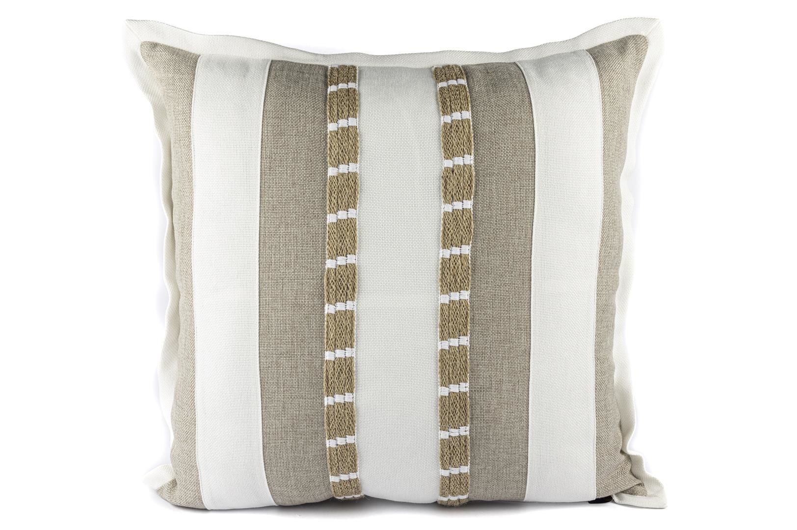 Bej beyaz Çizgili Yastık 55x55
