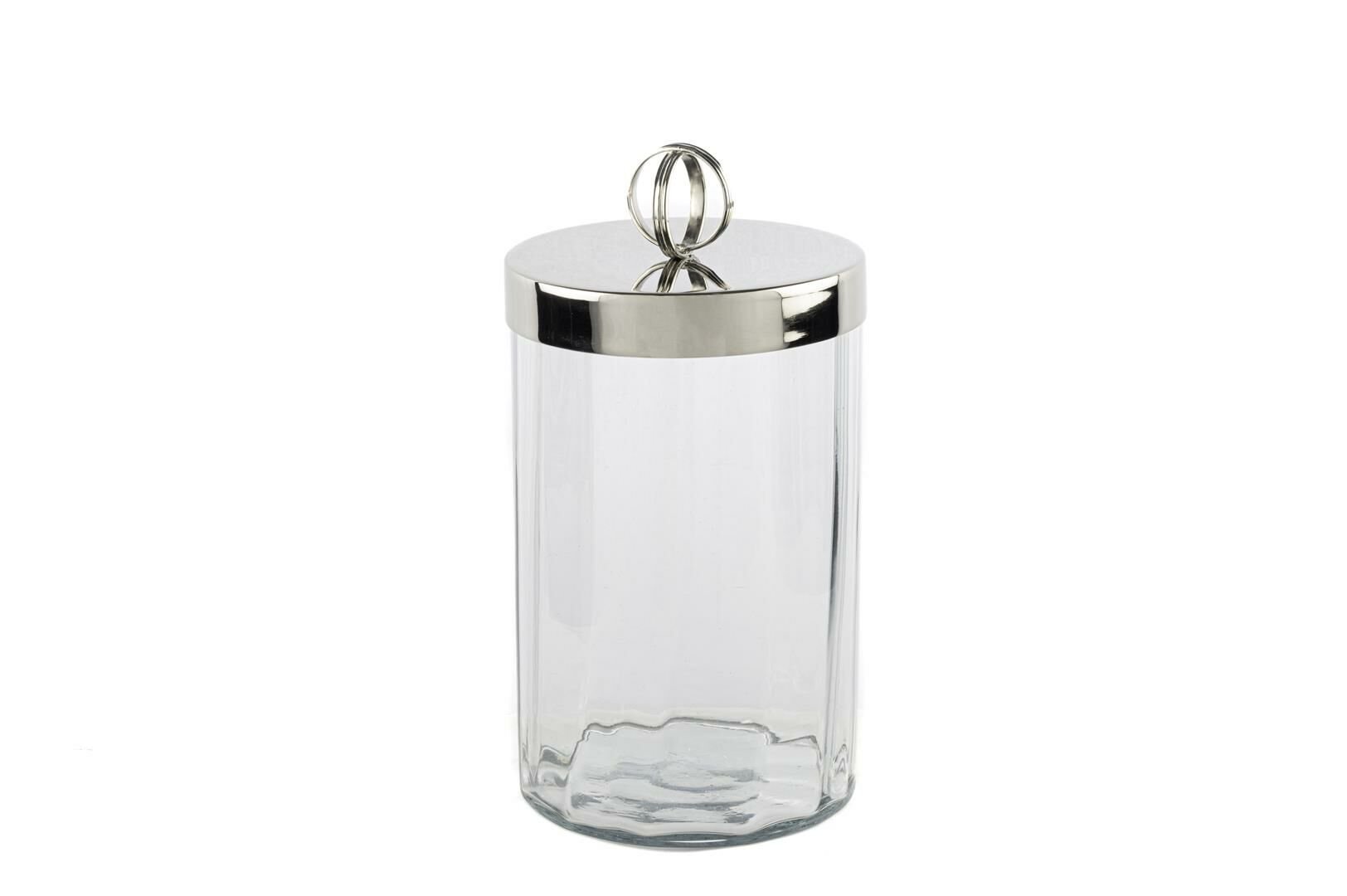Gümüş Kapaklı Cam Kavanoz 13x20cm