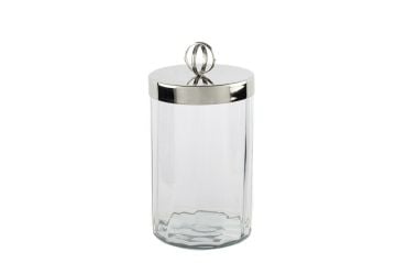 Gümüş Kapaklı Cam Kavanoz 13x20cm