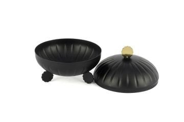 Siyah Mat Kapaklı Ayaklı Şekerlik 14x14cm