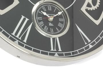 Gümüş Siyah Duvar Saati 57x11x53cm