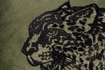 Leopar Nakışlı Haki Yastık Kırlent 35x50