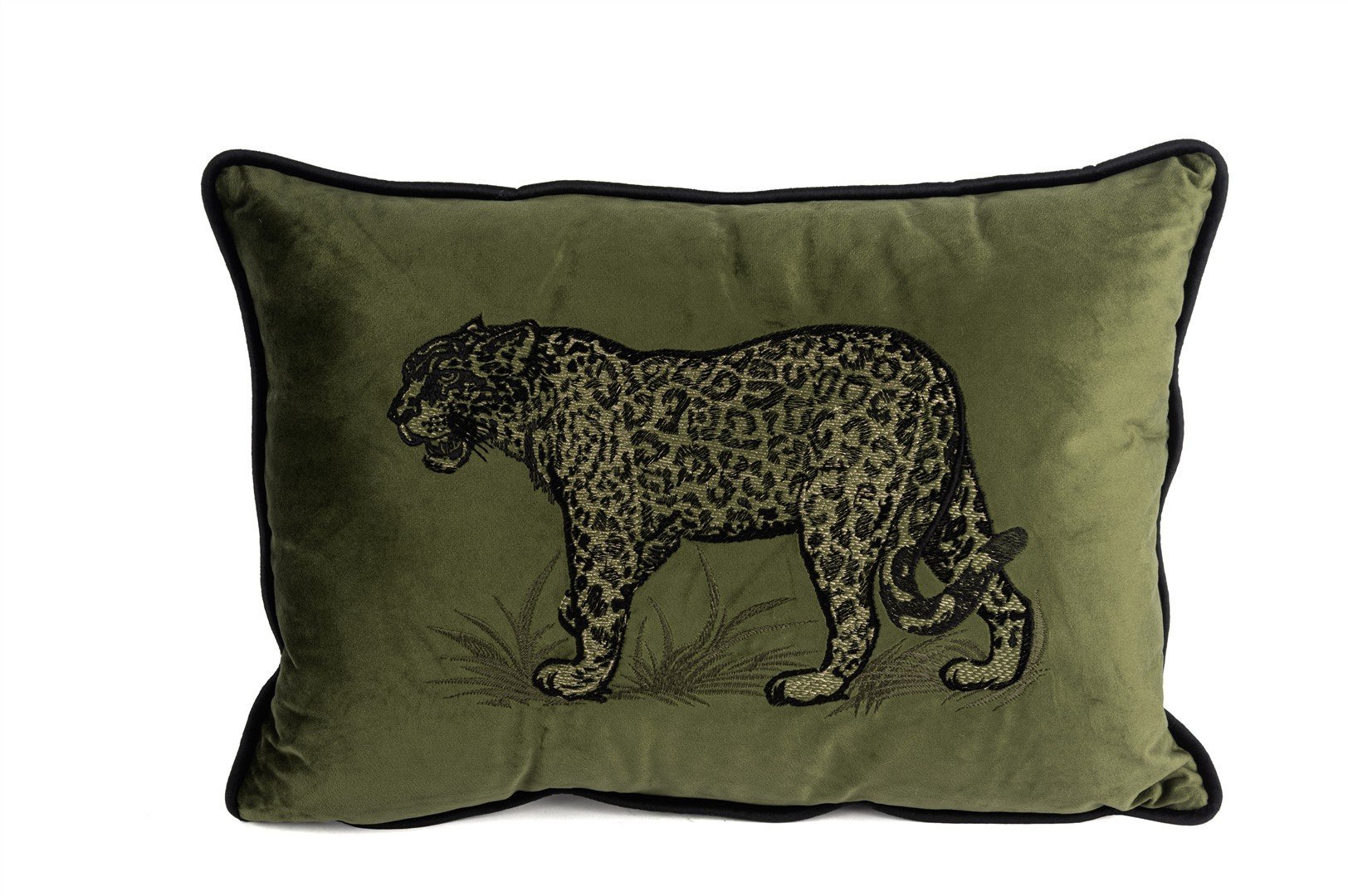 Leopar Nakışlı Haki Yastık Kırlent 35x50
