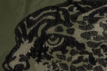 Leopar Nakışlı Haki Yastık Kırlent 50x50