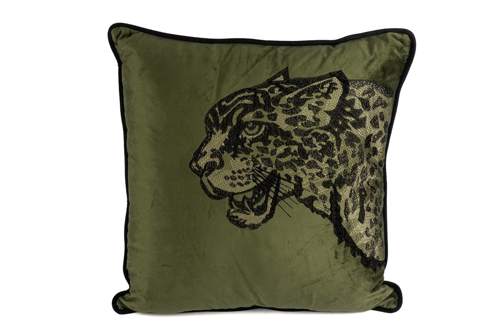 Leopar Nakışlı Haki Yastık Kırlent 50x50